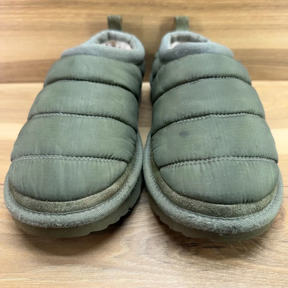UGG Tasman Quilted Nylon Puffer Slippers Youth Size 6 Big Kids Boys Green